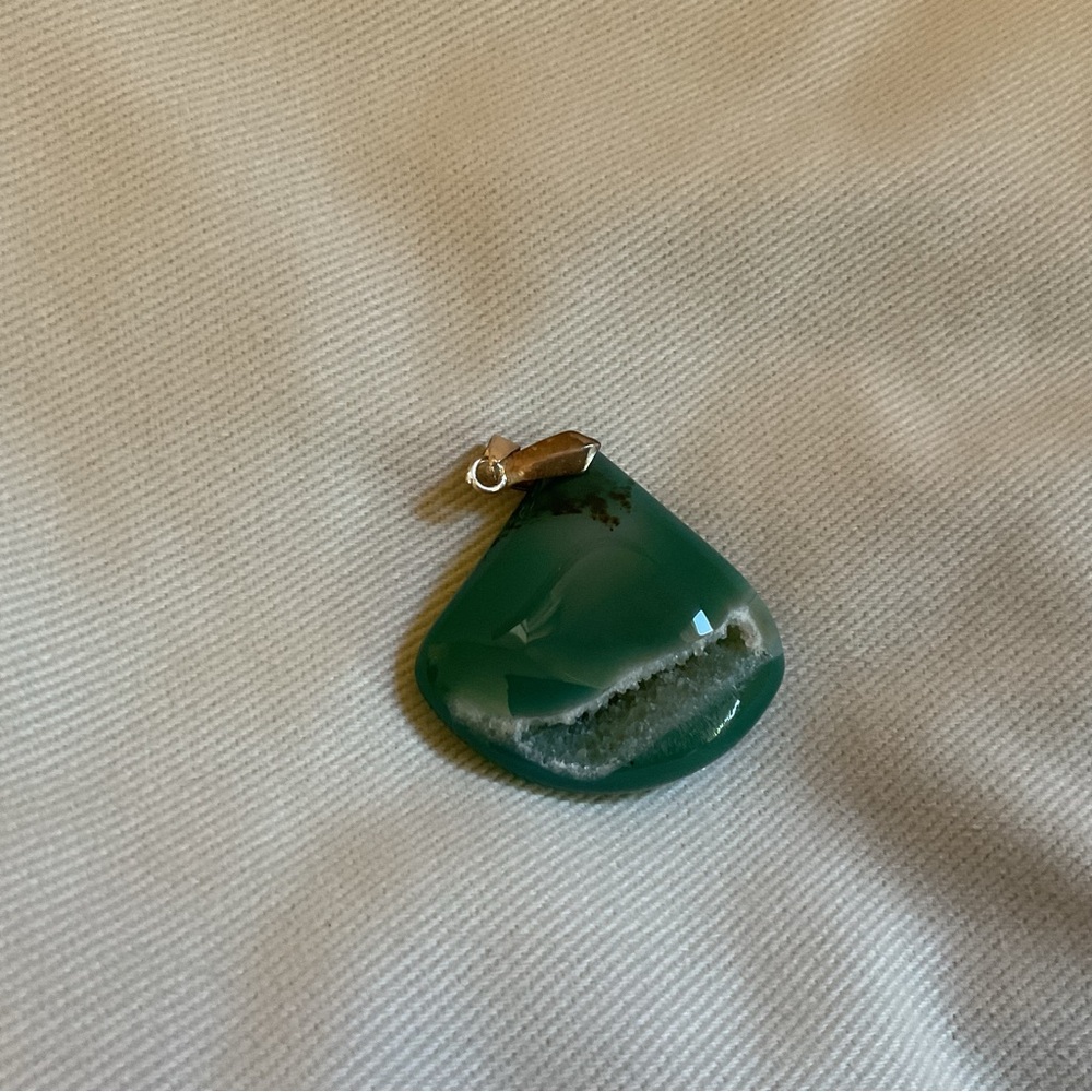 Emerald Green Agate Geode Pendant